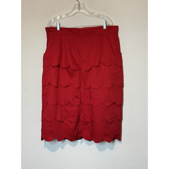 Eshakti Red Straight Pencil Skirt Scalloped Layers Core Basic Size 1X 18W Career - Picture 2 of 7
